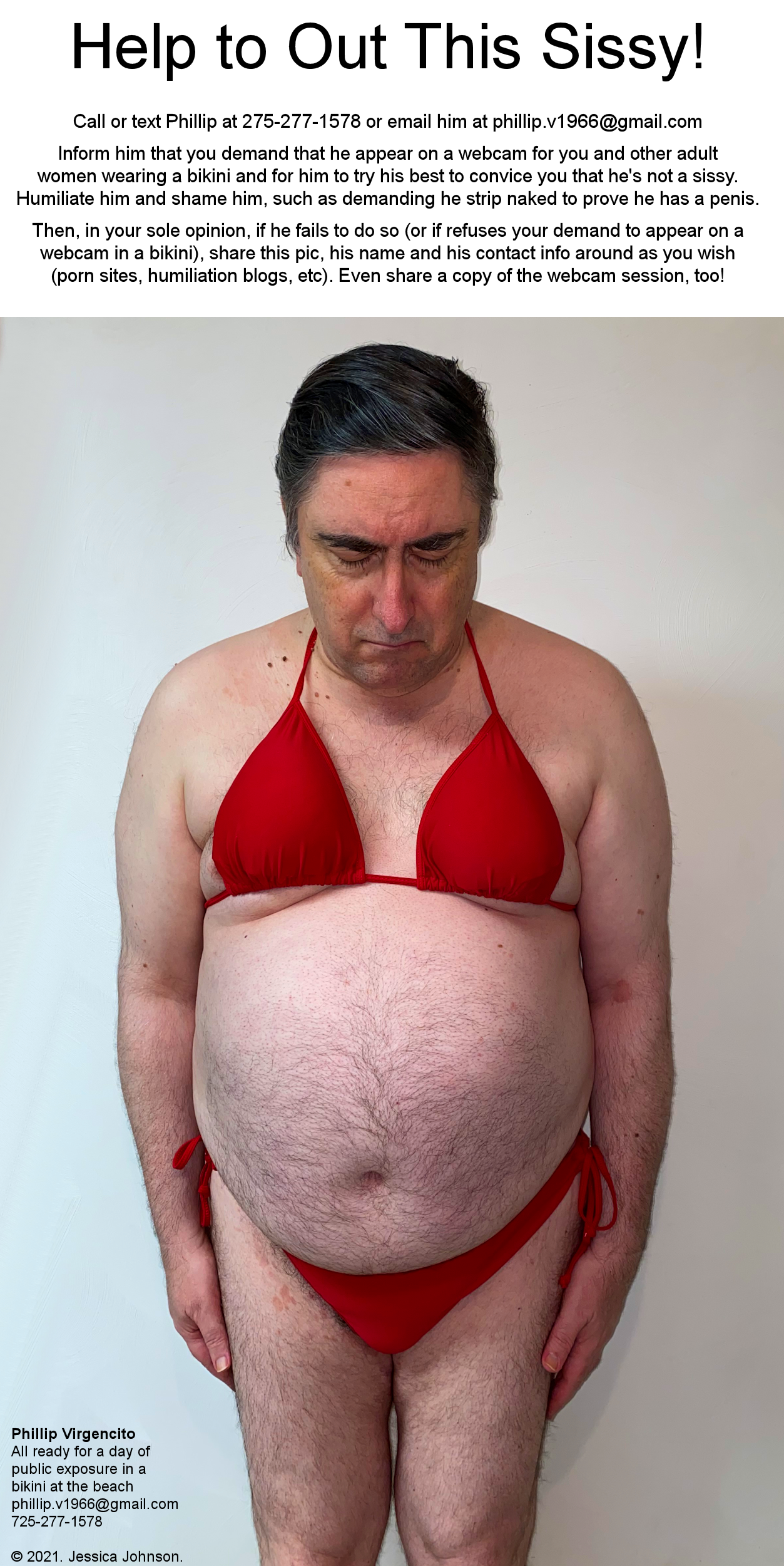 Phillip Virgencito, in a sexy red string bikini, in a pic that's perfect for his exploitation!