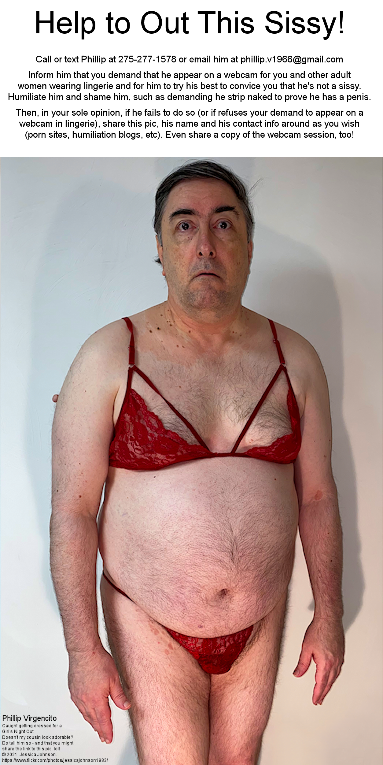 Phillip Virgencito, in sexy lingerie, in a pic that's perfect for his exploitation!
